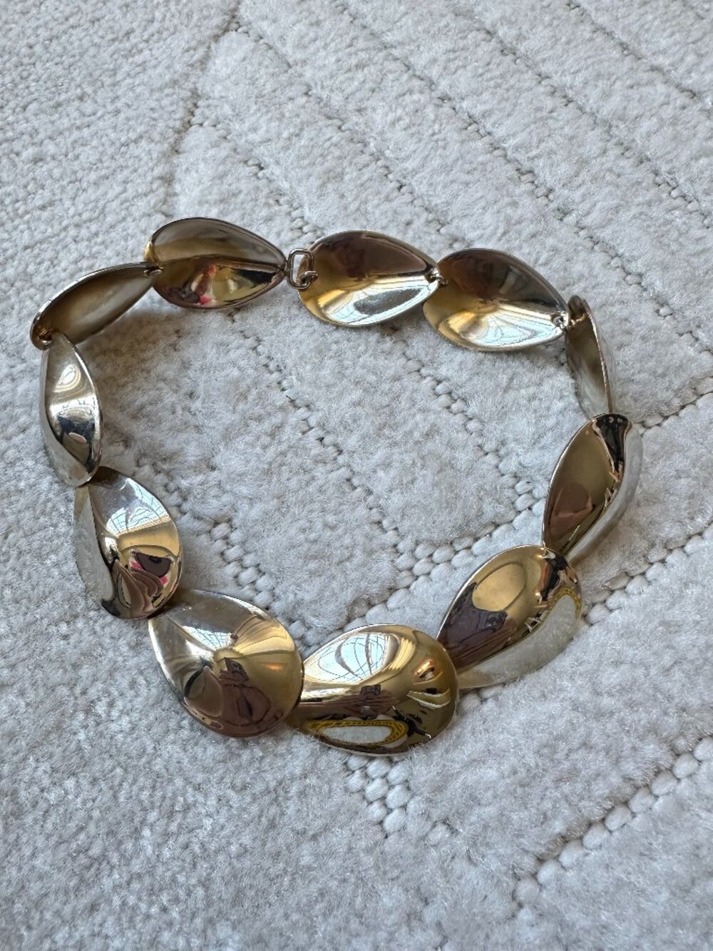 Vintage Silver Tone Sculptural Teardrop Collar Choker Necklace 14.5”